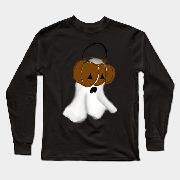 Ghost Pumpkin Long Sleeve T-Shirt by Waynette Artistry 